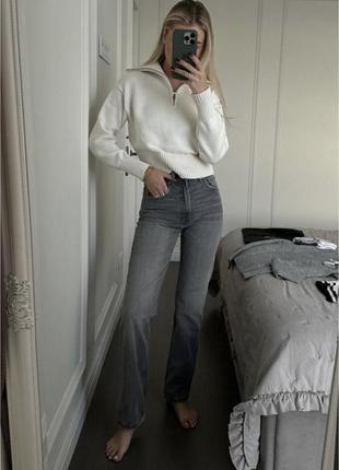 Джинсовые джинсы zara straight-fit размер 36 s 38 мсветло-сер2 фото