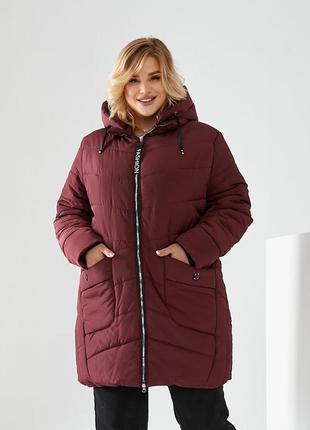 Зимняя удлиненная куртка на синтепоне большие размеры5 фото
