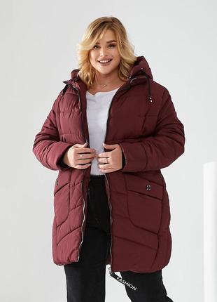 Зимняя удлиненная куртка на синтепоне большие размеры7 фото
