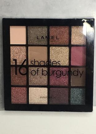 Набір тіней палетка тіні для повік ньюдові шимерні перламутрові матові lamel shades of burgundy 16 кольорів4 фото