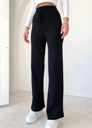 Штани жіночі теплі однотонні на високій посадці якісні стильні базові чорні сірі