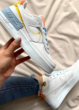 Білі жіночі кросівки nike air force shadow white (в'єтнам)