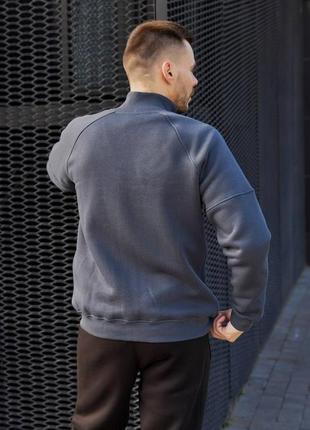 Мужская спортивная кофта на молнии молнии на флисе графит черная серая олимпийка...