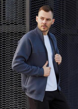 Мужская спортивная кофта на молнии молнии на флисе графит черная серая олимпийка...