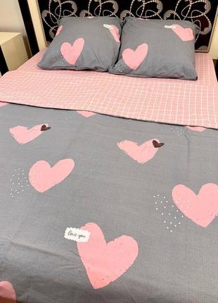 Комплект постельного белья бязь-голд, розовое сердце3 фото