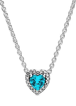 Серебряное ожерелье голубое сердце mimimi