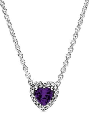 Серебряное ожерелье пурпурное сердце