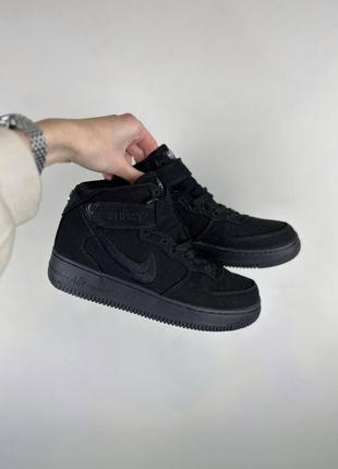 Кроссовки nike air force 1 mid stussy black