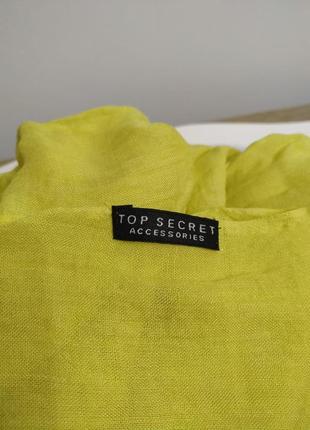 Шарф top secret віскоза довгий широкий шаль жовтий гірчичний лимонний шарфик палантин3 фото