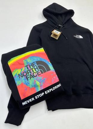 Худи от the north face на флисе с принтом на спине