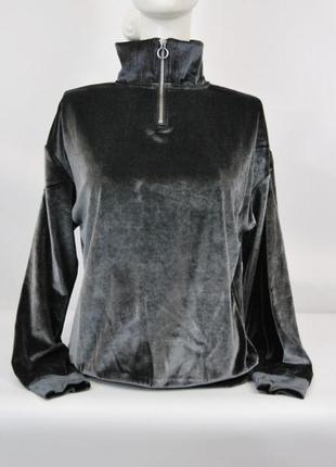 Женский велюровый/бархатный свитшот с воротником на молнии calliope