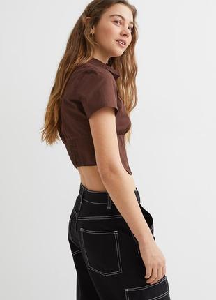 Рубашка корсет топ h&m short-sleeved cotton shirt - s6 фото