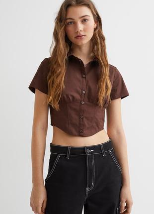 Сорочка корсет топ h&amp;m short-sleeved cotton shirt — s