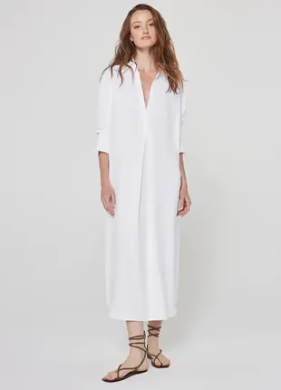 Белое платье-рубашка длинная zara