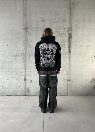 Wax rider zip hoodie streetwear y2k sk8 vintage archive punk gothic opium avant  merch affliction  new rock