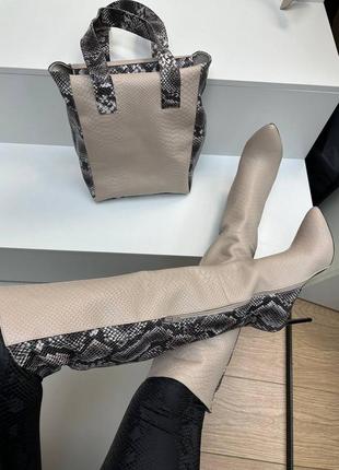 Эксклюзивные сапоги из итальянской кожи женские на каблуке шпильке3 фото