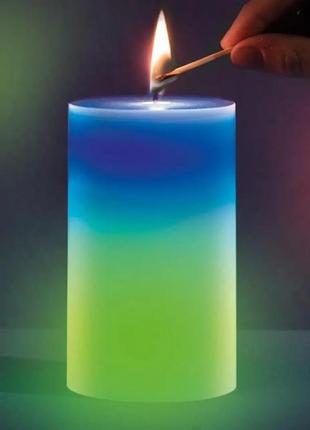 Декоративная восковая свеча с эффектом пламенем и led подсветкой candles magic 7 цветов rgb salemark2 фото