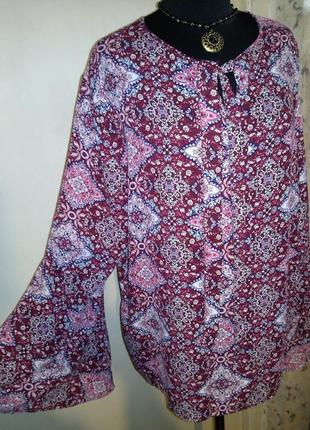 Красивая,яркая (фото2) блузка с бантом и рукавом воланом,большого размера,primark