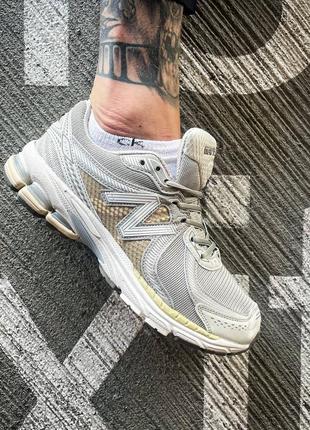 Кросівки жіночі / чоловічі бежеві з шкіри new balance 860 v2 "beige"