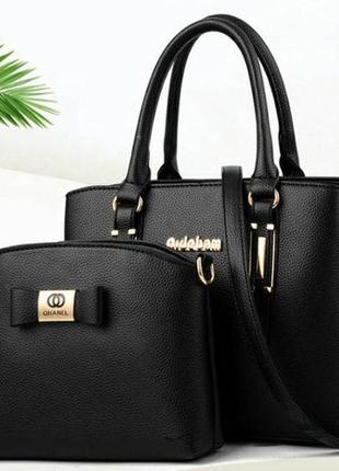 Набір жіноча сумка + міні сумочка клатч. комплект 2 в 1 велика і маленька сумка на плечі.1 фото