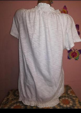 Белая футболка с вышивкой, marks&spencer, оригинал.2 фото