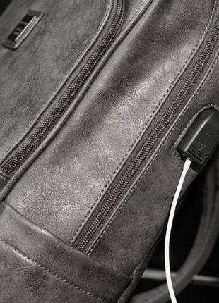 Качественный мужской рюкзак серый, большой и вместительный ранец10 фото