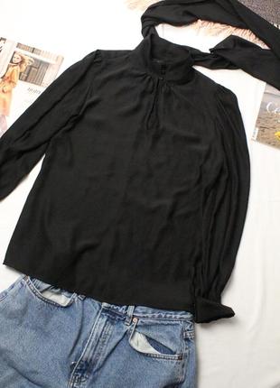 Черная блуза с шарфом zara зара размер м 386 фото