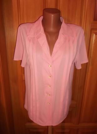 Стильная блуза рубашка  розовая р. l1 фото