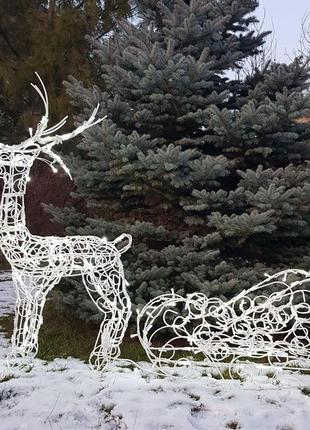 Сани новогодние 80 см led гирлянда 100 лампочек гранд презент 2202284 фото