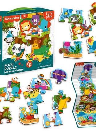 Maxi puzzle "fisher price. мої веселі друзі" vt1711-10 укр  "vladi toys", 14 елементів, постер, в коробці