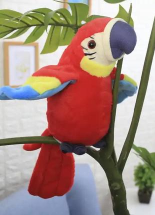 Папуга інтерактивна м'яка іграшка червоний папуга1 фото