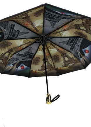 Зонт полуавтомат черный с двойной тканью.6 фото