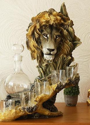Штоф голова льва подарочный набор для алкоголя 42 см гранд презент шп414цв
