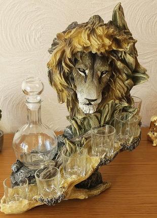 Штоф голова льва подарочный набор для алкоголя 42 см гранд презент шп414цв