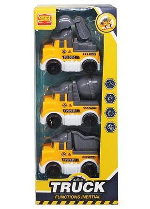 Набір машинок "будівельна техніка", 3 штуки пластик жовтий