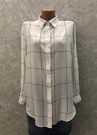 Хлопковая рубашка оверсайз  в клетку размер 10-12