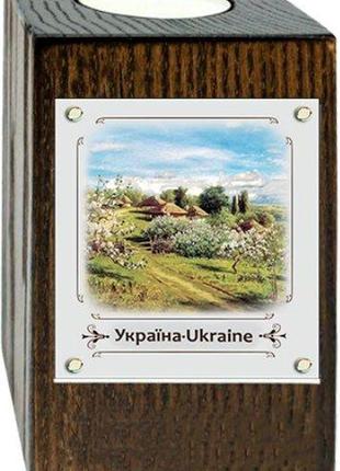 Підсвічник україна "хутір з яблуневим цвітом" метал/дерево 6*10 см гранд презент гпукп03к/м