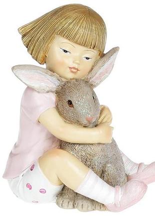 Декоративна фігурка дівчинка з кроленям 10 см гранд презент 707-573