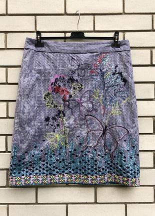 Юбка а -силуэт с вышивкой,этно бохо стиль, хлопок, white stuff