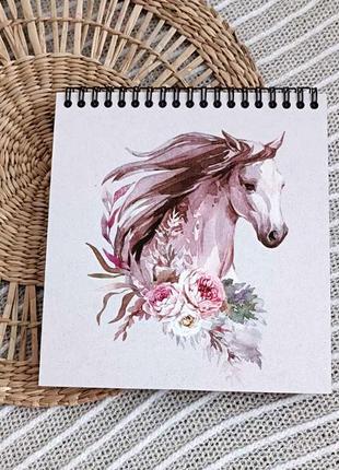 Скетчбук конь и цветы 17x18 см (bdk_23s027)