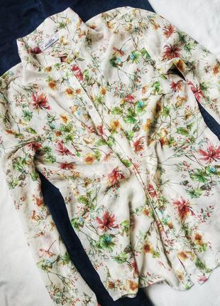 Легкая летняя блуза рубашка с ярким принтом размерxl
