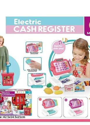Касовий апарат 66107 (18) 2 кольори, 32 елементи, калькулятор, звук, підсвічування, імітація розрахунку карткою, купюри, кошик з