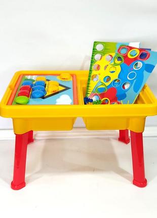 Игровой столик мозаика 8140 технок 26 фишек-кнопок 5 трафарет детская пластиковая развивающая игрушка1 фото