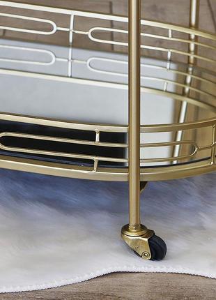 Сервировочный столик арт противень золотой на колесах из металла гранд презент 501294 фото