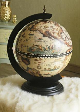 Глобус бар настольный карта мира белый черный сфера 33 см гранд презент 33002w-b