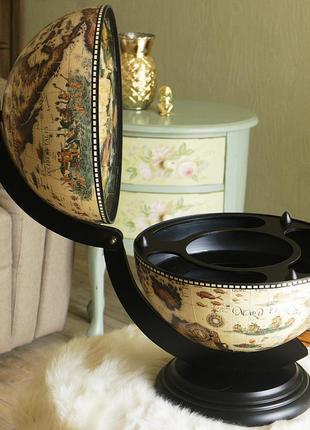 Глобус бар настольный карта мира белый черный сфера 33 см гранд презент 33002w-b