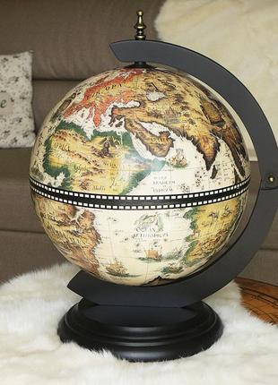 Глобус бар настільний карта світу білий чорний сфера 33 см гранд презент 33002w-b2 фото