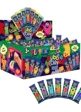 Набор для творчества "bubble clay "fluoric" bbc-f-01-01u цена за 100 штук в блоке, в брикетах "danko toys"