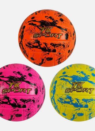 Мяч волейбольный c 60964 "tk sport" 3 цвета, материал мягкий pvc, вага 280-300 грамм, размер №5, выдается