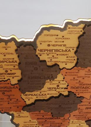 Мапа україни настінна ручної роботи 3d об'ємна з підсвічуванням (220в) в коробці 55*38.5 см гранд презент 163 фото